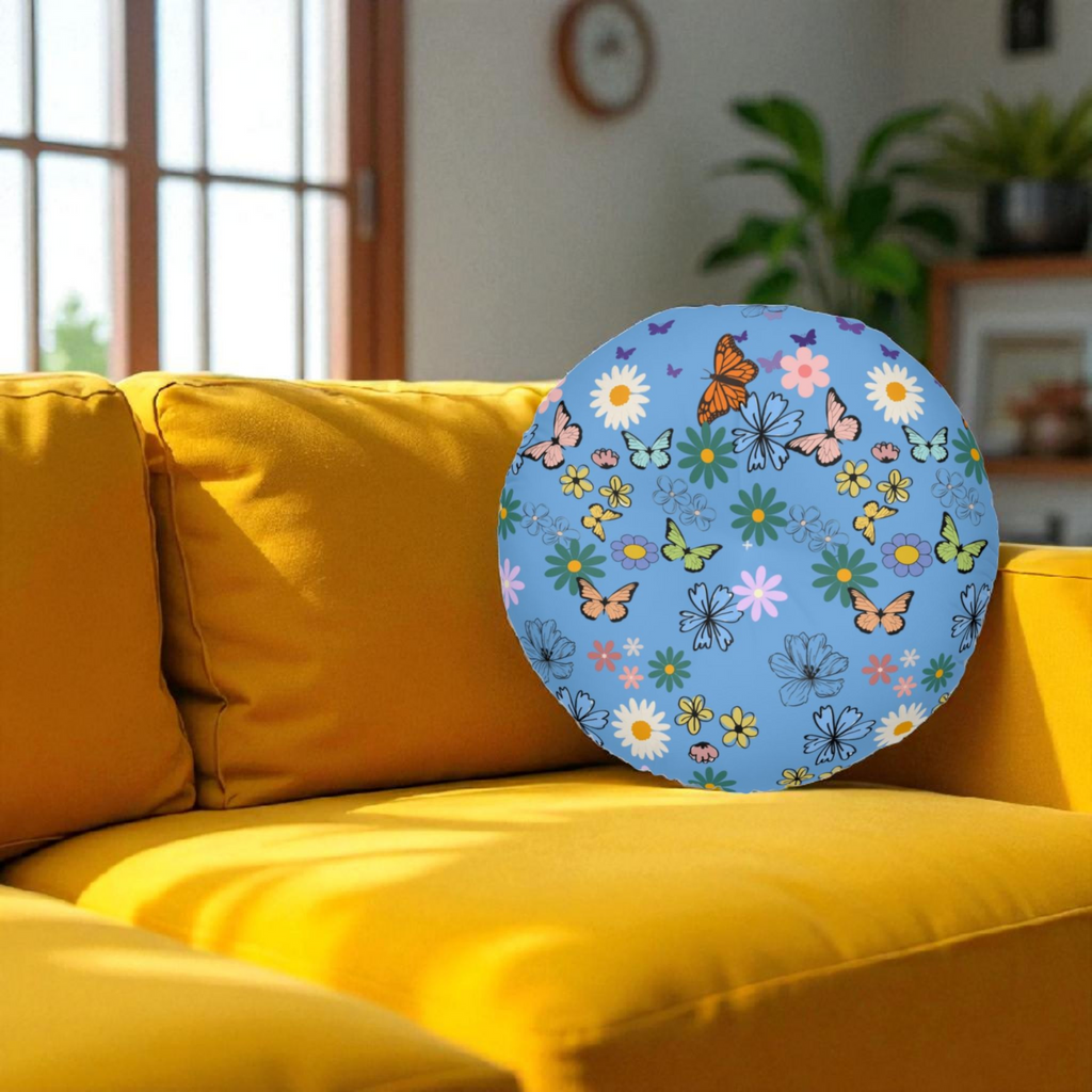 Floral Tufted Floor Pillow - Round Cushion for Cozy Decor Printify