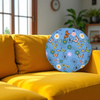 Floral Tufted Floor Pillow - Round Cushion for Cozy Decor Printify