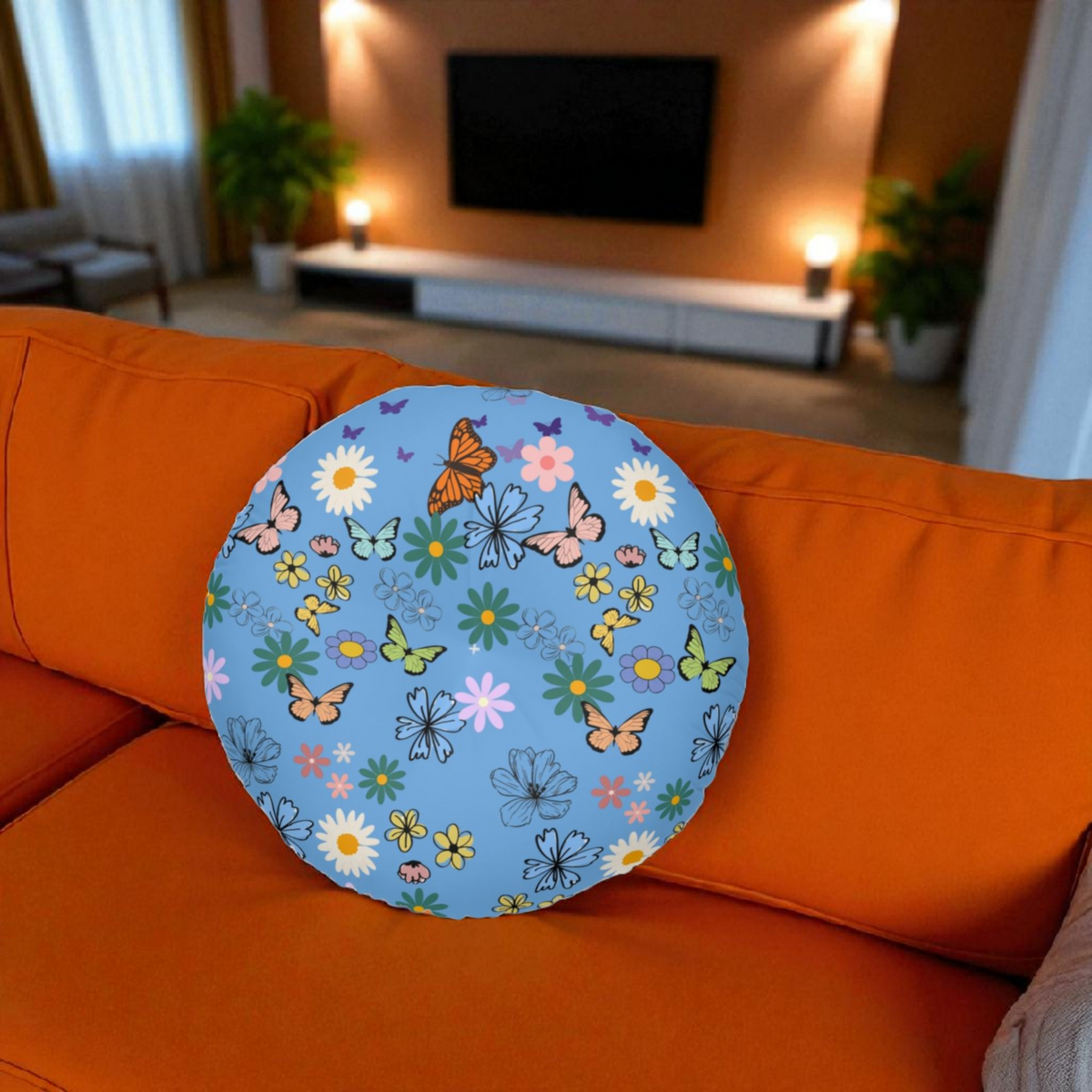 Floral Tufted Floor Pillow - Round Cushion for Cozy Decor Printify