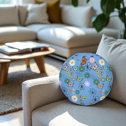 Floral Tufted Floor Pillow - Round Cushion for Cozy Decor