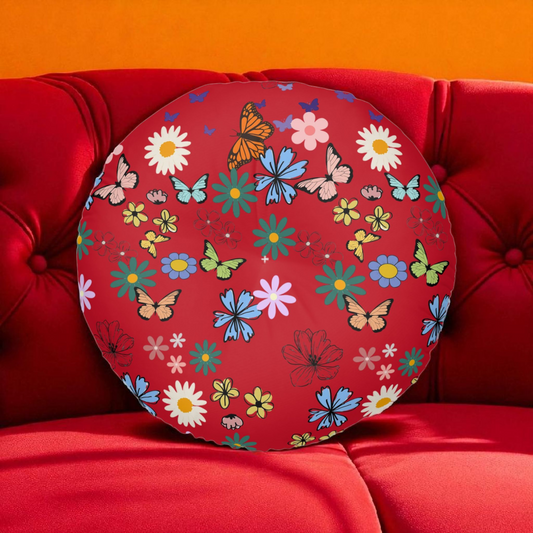 Floral Tufted Floor Pillow - Round Cushion for Cozy Decor