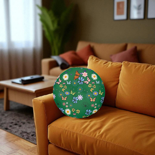 Floral Tufted Floor Pillow - Round Cushion for Cozy Decor