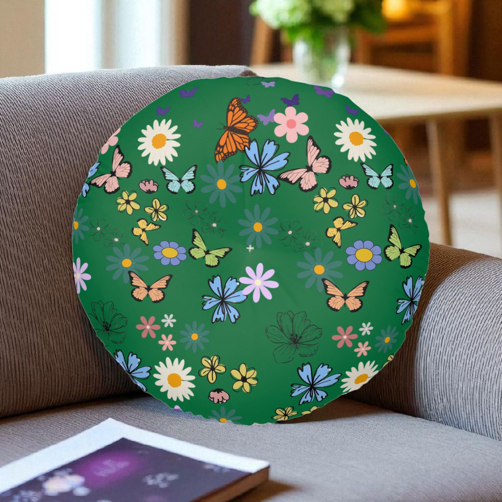 Floral Tufted Floor Pillow - Round Cushion for Cozy Decor Printify