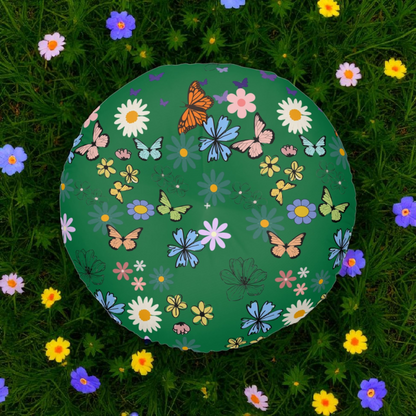 Floral Tufted Floor Pillow - Round Cushion for Cozy Decor
