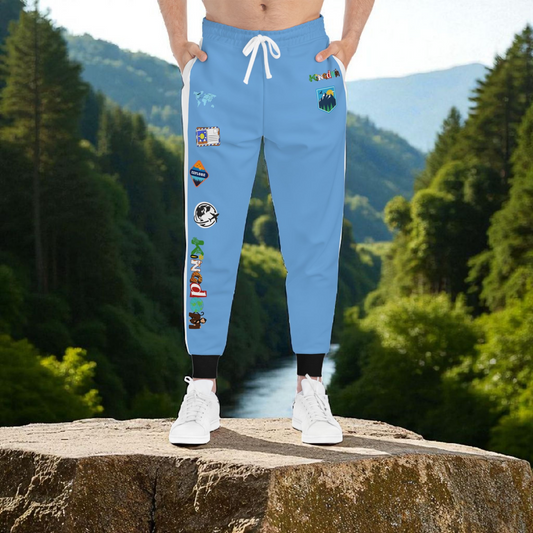 Graphic Travel-Inspired Athletic Joggers, Unisex Workout Pants