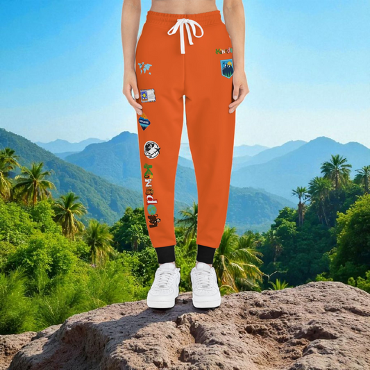 Graphic Travel-Inspired Athletic Joggers, Unisex Workout Pants