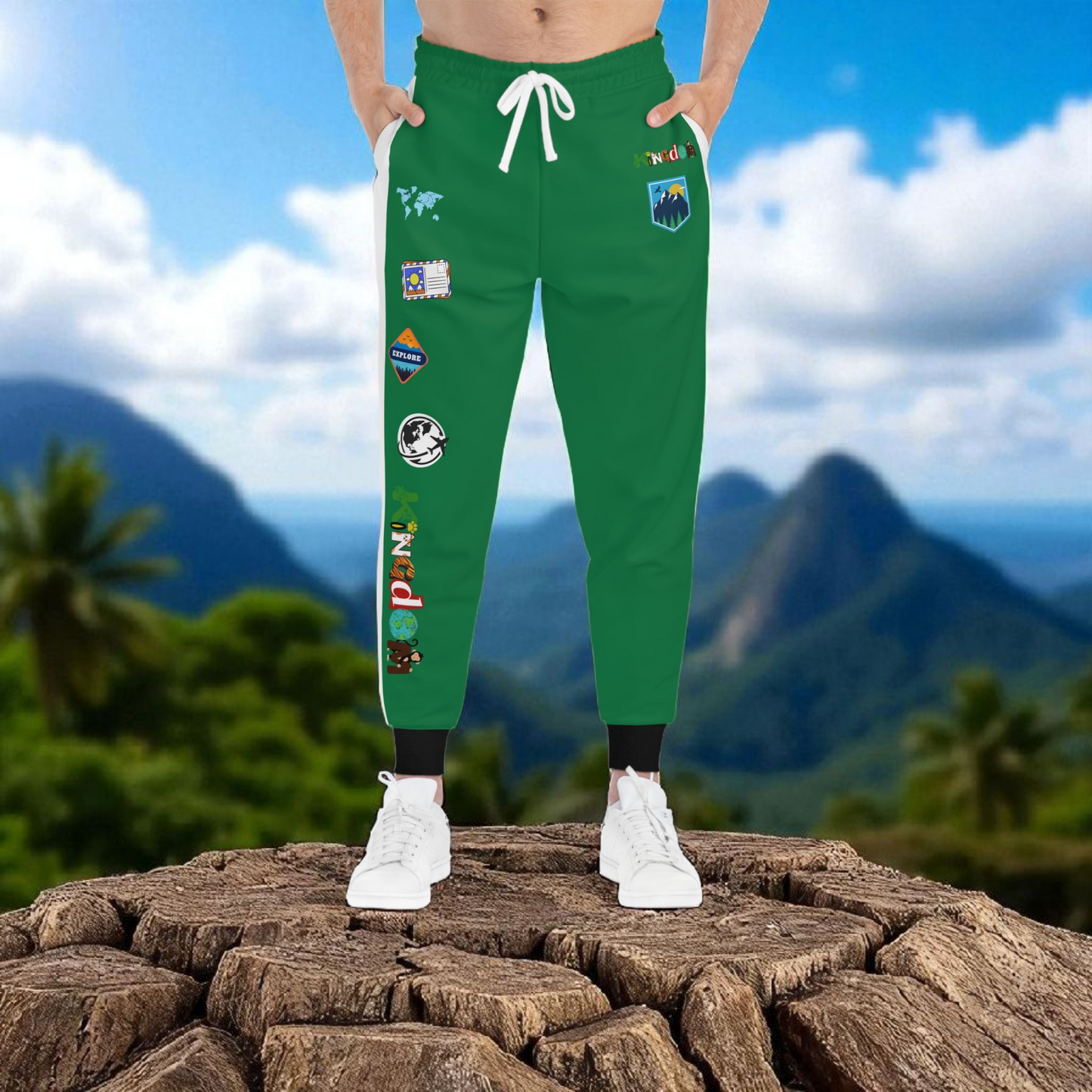 Graphic Travel-Inspired Athletic Unisex Joggers, Casual Fitness Pants