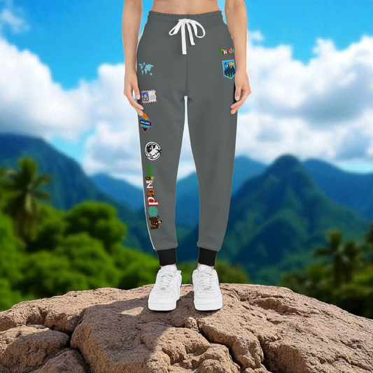 Graphic Travel-Inspired Athletic Unisex Joggers, Casual Fitness Pants