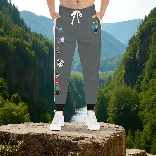 Graphic Travel-Inspired Athletic Unisex Joggers, Casual Fitness Pants