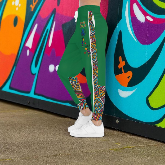 Handcrafted Afro Music Cartoon Art Athletic Joggers, Unisex Sweatpants