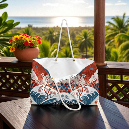 Stylish Weekender Bag with Floral Wave Design | Perfect for Travel