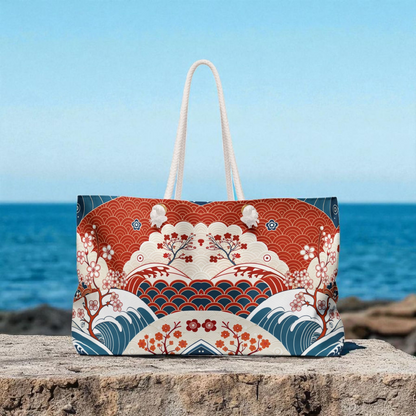 Stylish Weekender Bag with Floral Wave Design | Perfect for Travel