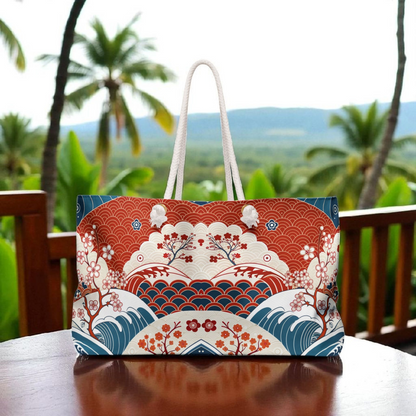 Stylish Weekender Bag with Floral Wave Design | Perfect for Travel
