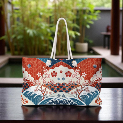 Stylish Weekender Bag with Floral Wave Design | Perfect for Travel