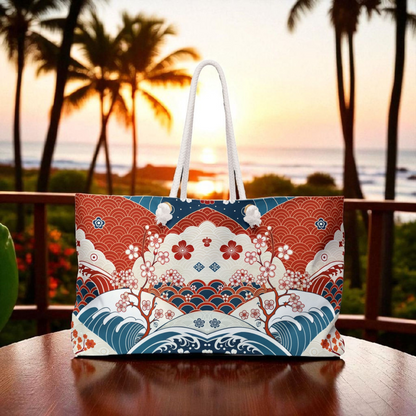 Stylish Weekender Bag with Floral Wave Design | Perfect for Travel