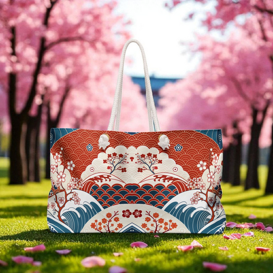 Stylish Weekender Bag with Floral Wave Design | Perfect for Travel