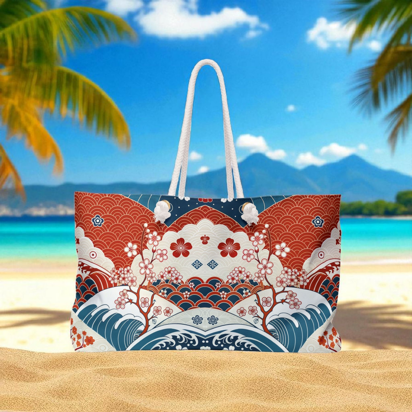 Stylish Weekender Bag with Floral Wave Design | Perfect for Travel