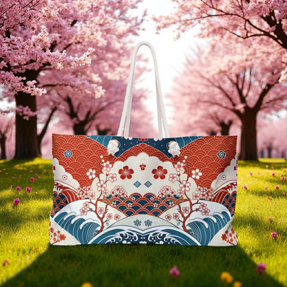 Stylish Weekender Bag with Floral Wave Design | Perfect for Travel