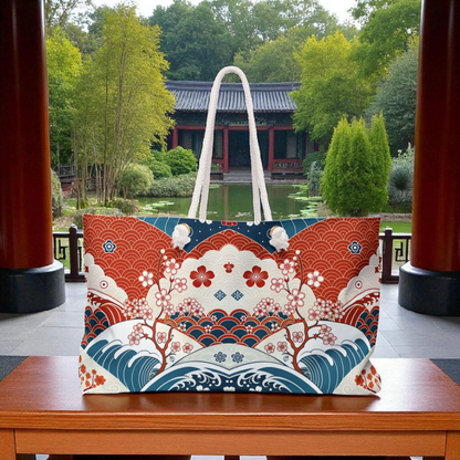 Stylish Weekender Bag with Floral Wave Design | Perfect for Travel