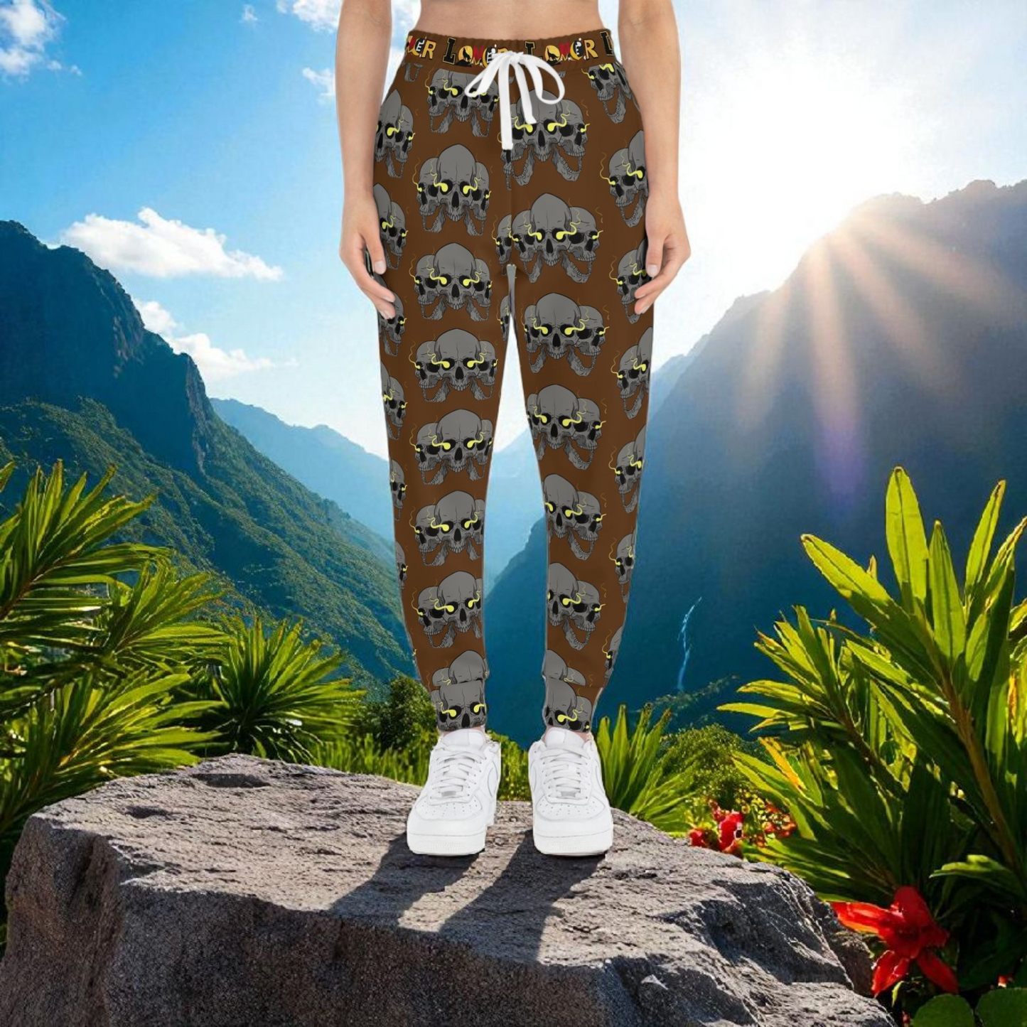 Unisex Skull Print Athletic Joggers, Trendy Loungewear, Casual Fitness Pants