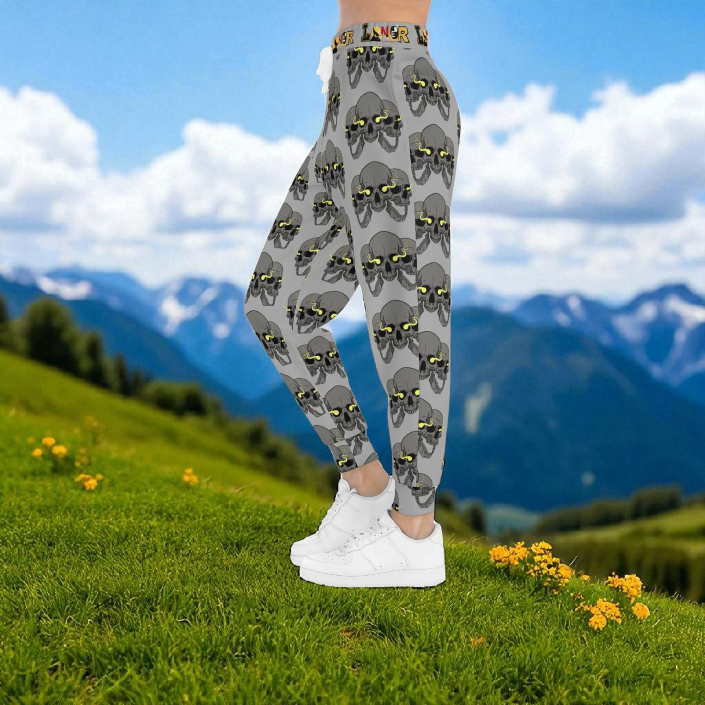 Unisex Skull Print Athletic Joggers, Trendy Loungewear, Casual Fitness Pants