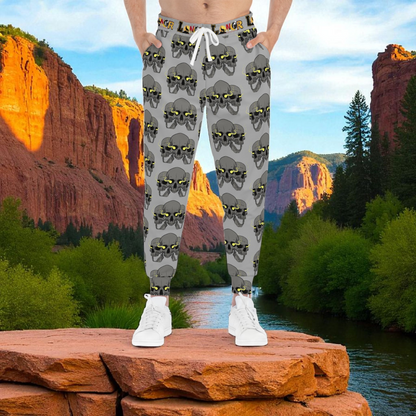Unisex Skull Print Athletic Joggers, Trendy Loungewear, Casual Fitness Pants