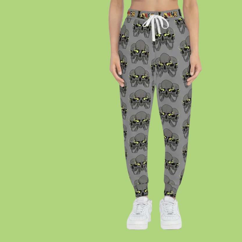 Unisex Skull Print Athletic Joggers, Trendy Loungewear, Casual Fitness Pants Printify