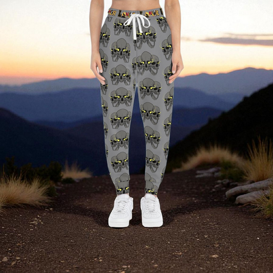 Unisex Skull Print Athletic Joggers, Trendy Loungewear, Casual Fitness Pants