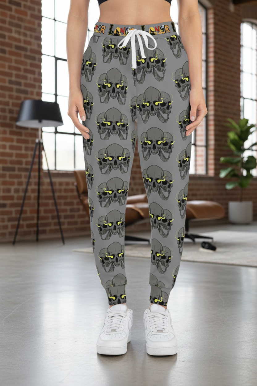 Unisex Skull Print Athletic Joggers, Trendy Loungewear, Casual Fitness Pants Printify
