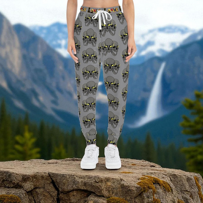 Unisex Skull Print Athletic Joggers, Trendy Loungewear, Casual Fitness Pants