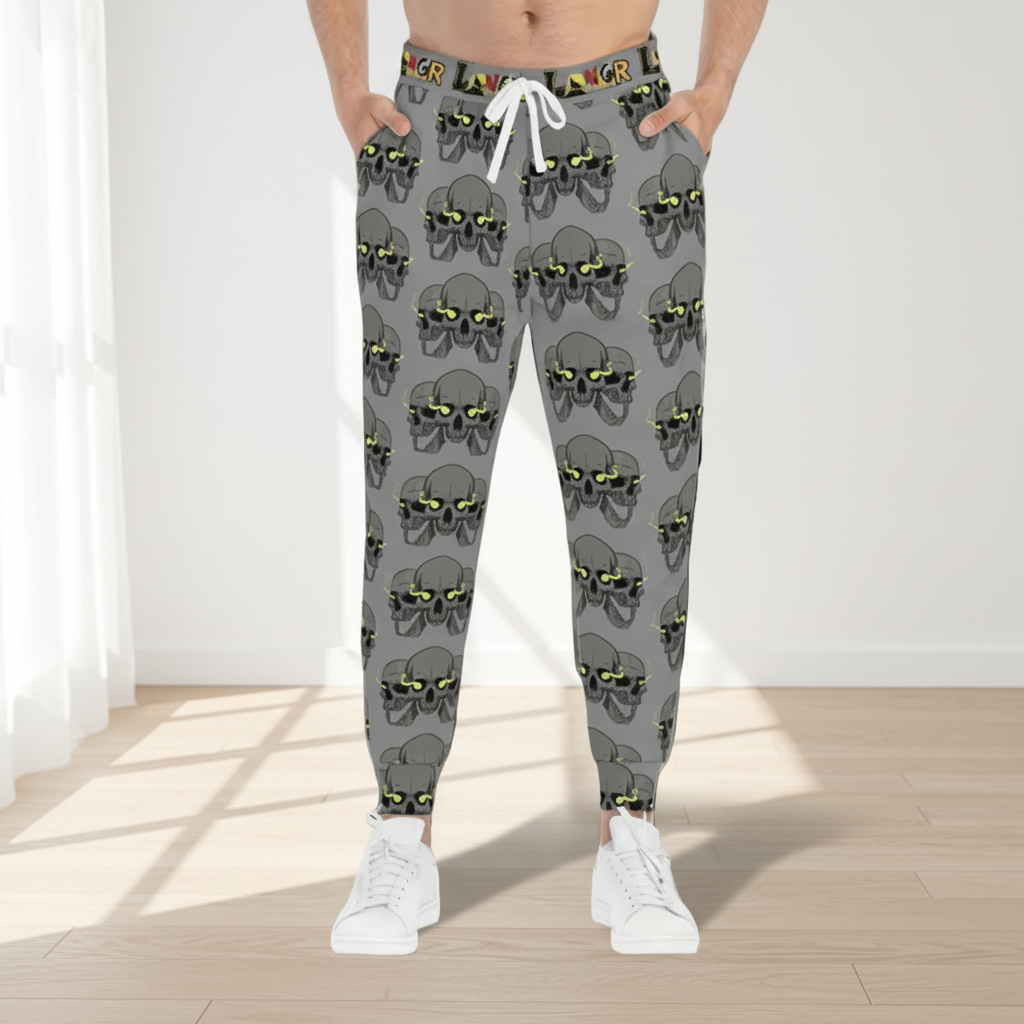 Unisex Skull Print Athletic Joggers, Trendy Loungewear, Casual Fitness Pants Printify