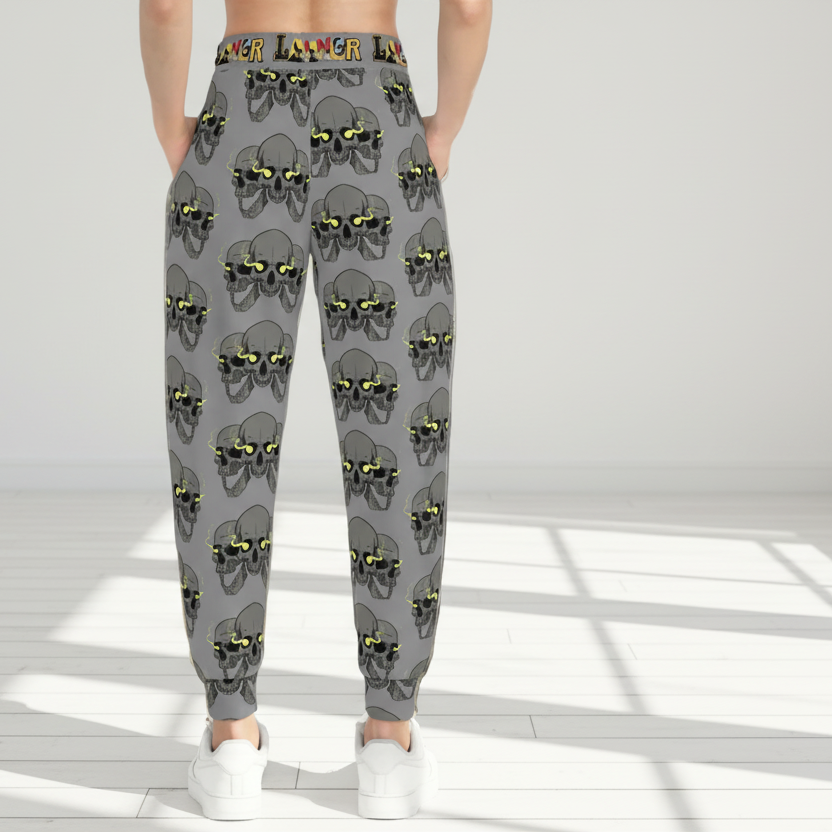 Unisex Skull Print Athletic Joggers, Trendy Loungewear, Casual Fitness Pants Printify