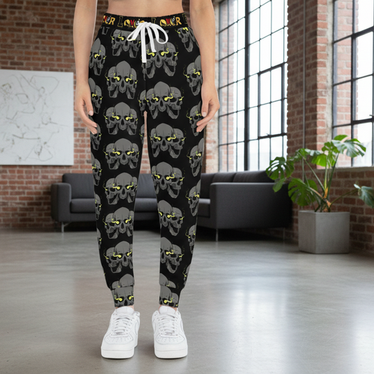 Unisex Gothic Skull Print Athletic Joggers, Trendy Loungewear, Casual Fitness Pants