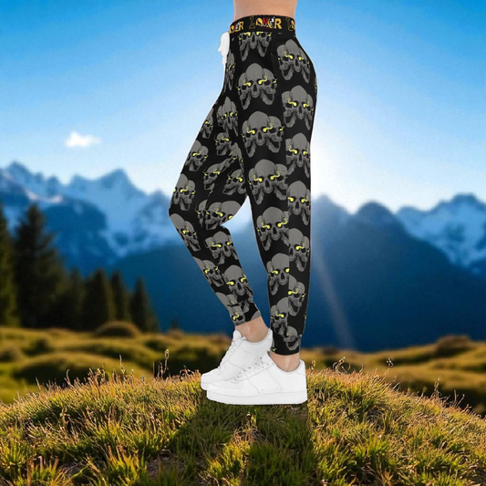 Unisex Gothic Skull Print Athletic Joggers, Trendy Loungewear, Casual Fitness Pants