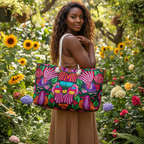 Vibrant Floral Weekender Bag - Bohemian Travel Tote, Beach Tote, Gym Bag, Yoga Bag Printify