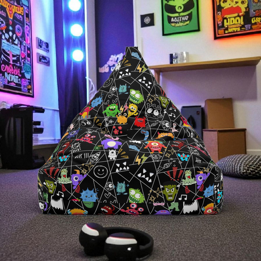 Colorful Monster Bean Bag Chair Cover, Cozy Home Decor, Fun Playroom Accessory
