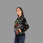Monster Themed Cartoon Colorful Graphic Women's Jacket, Trendy Outerwear Printify