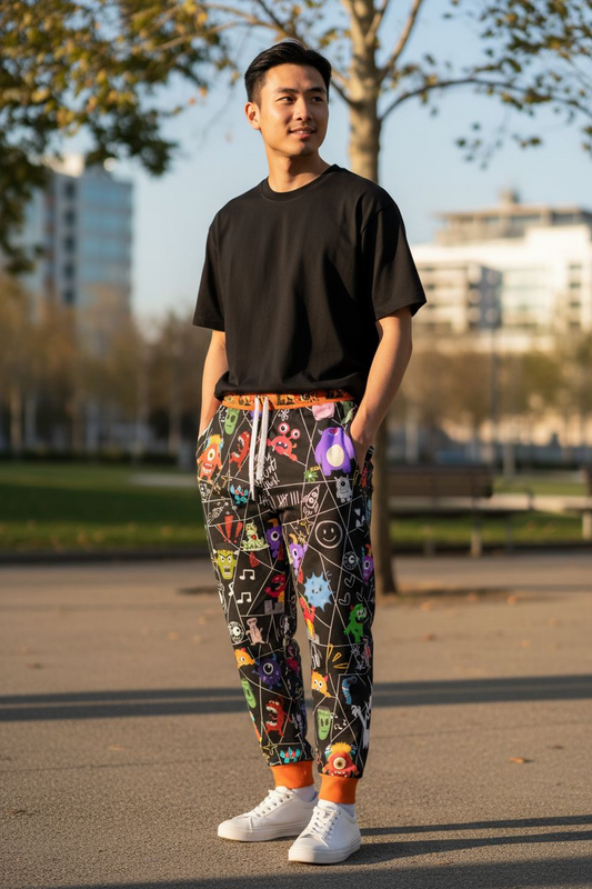 Graphic Monsters Joggers for Men & Women – Unisex Fit, Artistic Cartoon Print
