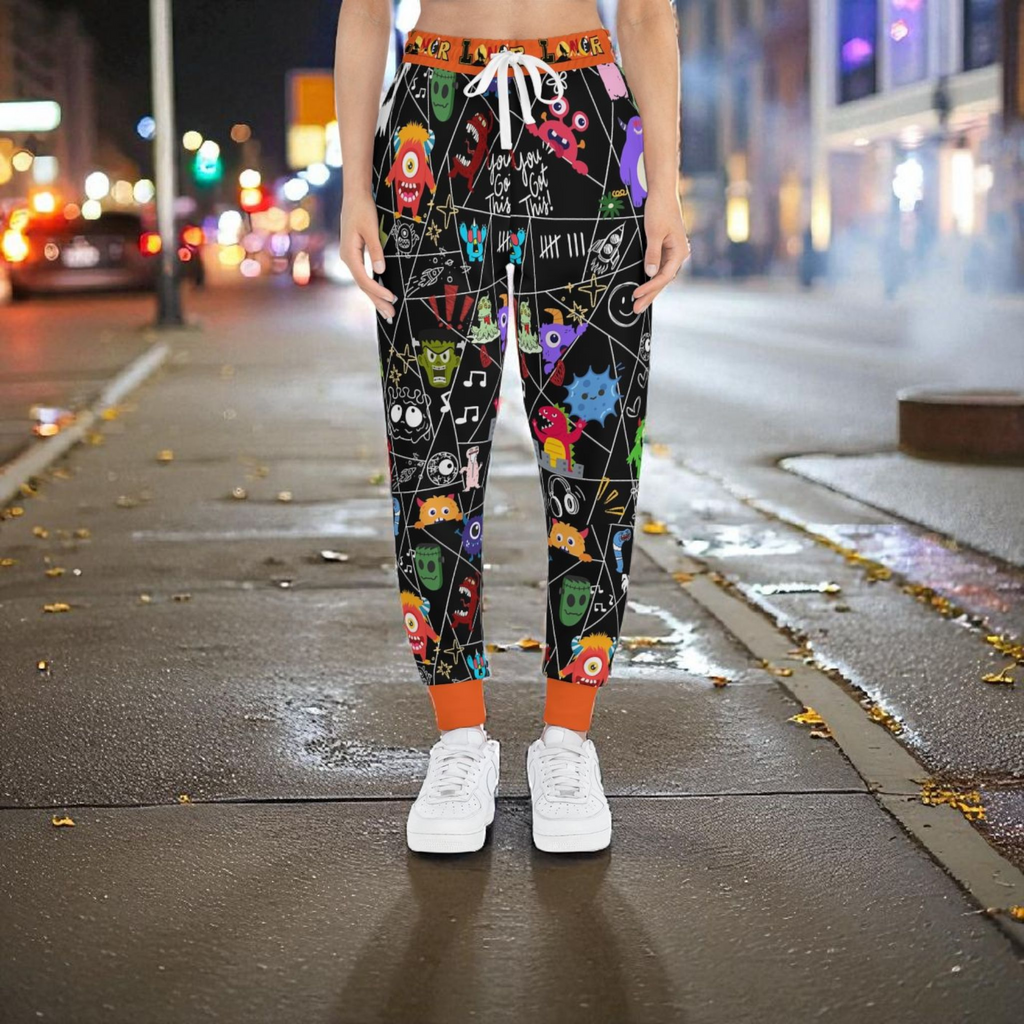 Graphic Monsters Joggers for Men & Women – Unisex Fit, Artistic Cartoon Print Printify