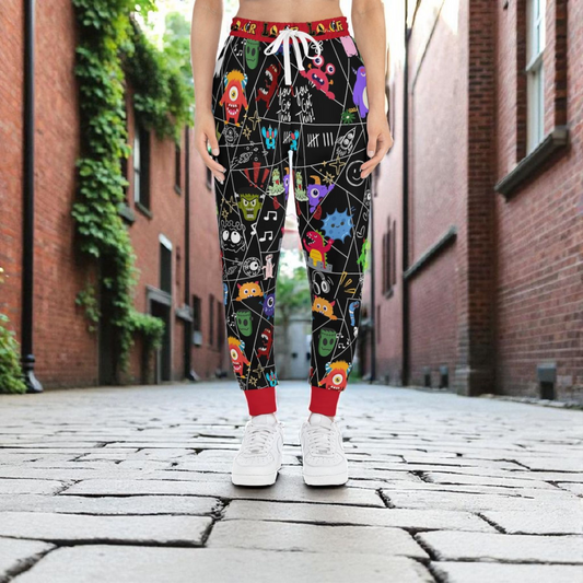 Graphic Monsters Joggers for Men & Women – Unisex Fit, Artistic Cartoon Print