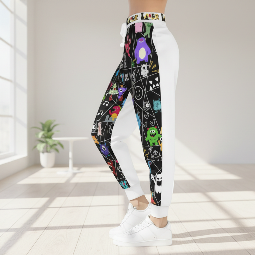 Graphic Monsters Joggers for Men & Women – Unisex Fit, Artistic Cartoon Print Printify