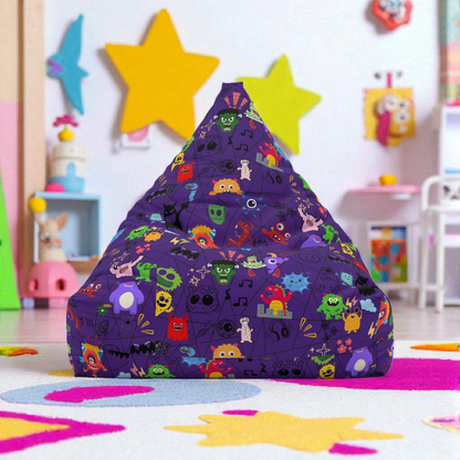 Kids' Fun Bean Bag Chair Cover - Playful Monsters, Cozy Seating for Sofas, Playrooms