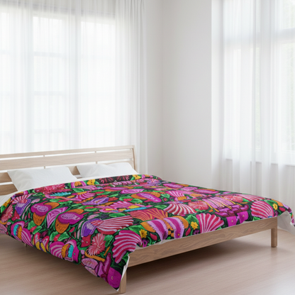 Bird Lovers Floral Themed Comforter - Colorful Bohemian Bedding for Relaxed Living, Cozy Home Décor