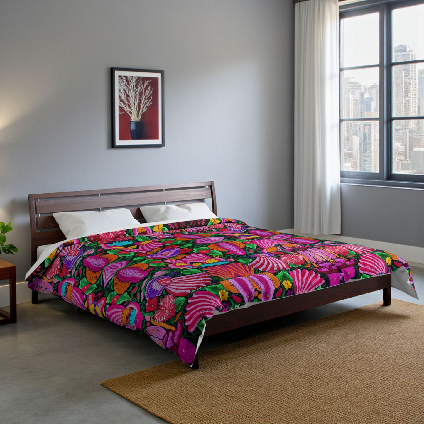 Bird Lovers Floral Themed Comforter - Colorful Bohemian Bedding for Relaxed Living, Cozy Home Décor