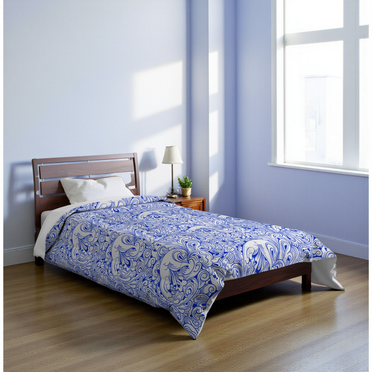 Floral Comforter, Botanical Bedding, Cozy Duvet Cover, Flower Print Quilt Printify