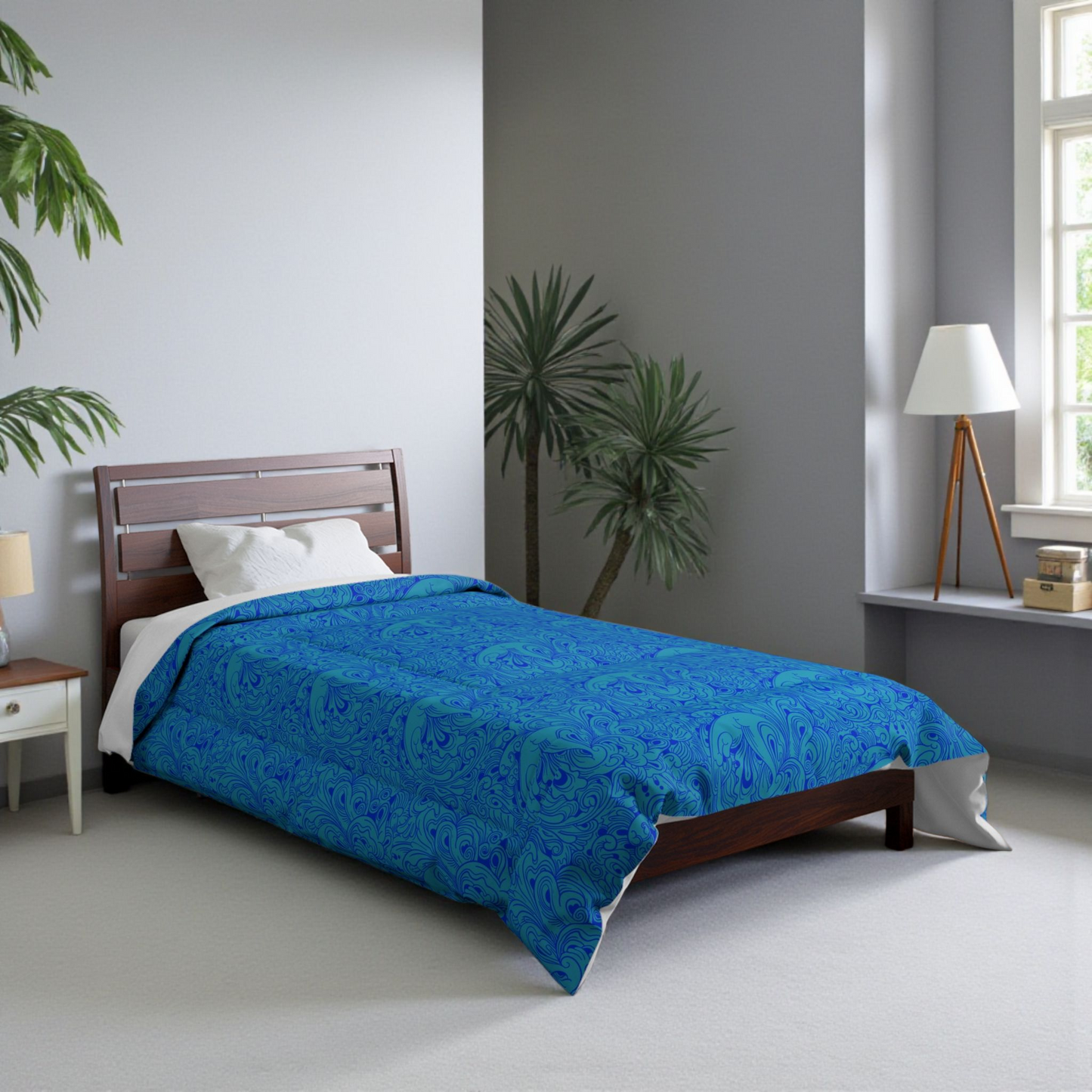 Floral Comforter, Botanical Bedding, Cozy Duvet Cover, Flower Print Quilt, Home Bedroom Decor