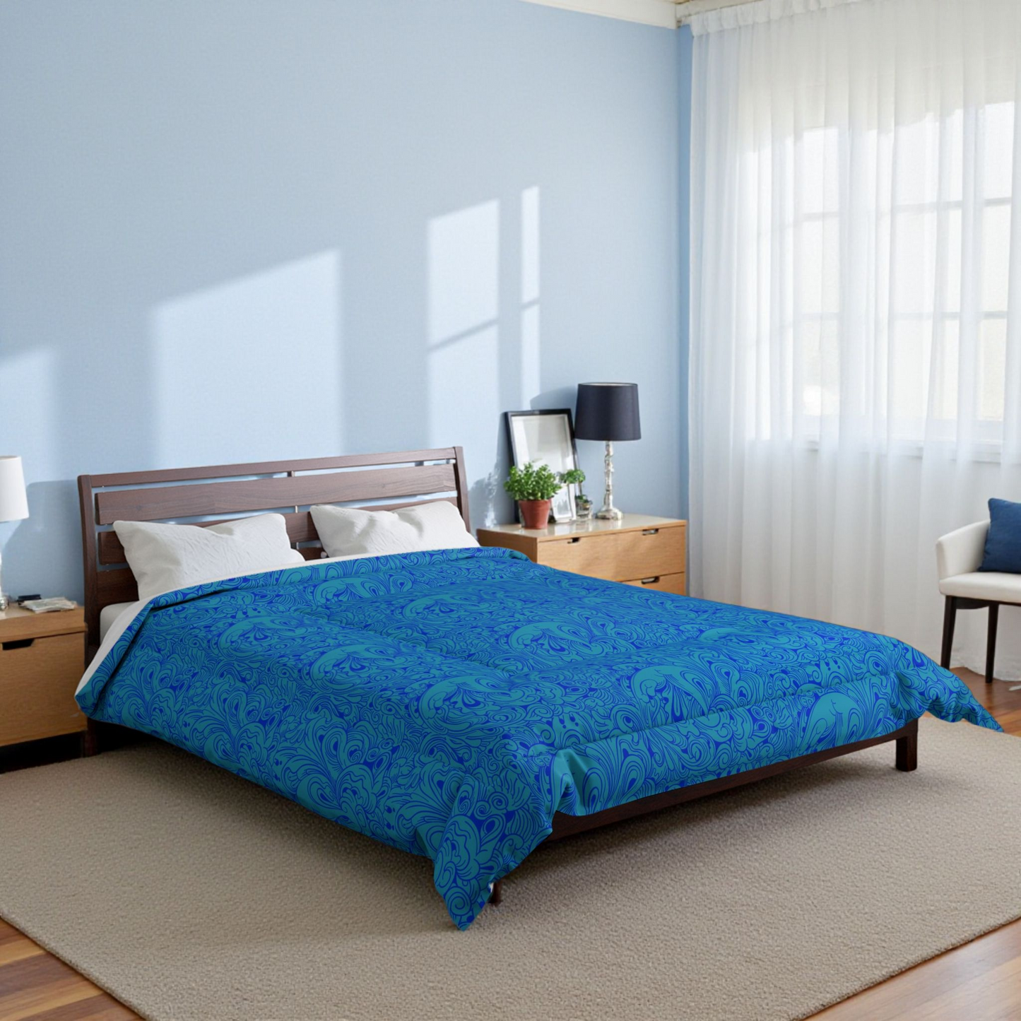 Floral Comforter, Botanical Bedding, Cozy Duvet Cover, Flower Print Quilt, Home Bedroom Decor