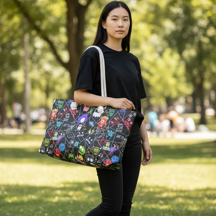 Fun & Colorful Weekender Bag with Playful Monster Design, Travel Bag, Halloween Accessory Printify
