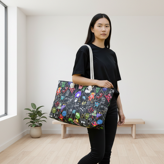 Fun & Colorful Weekender Bag with Playful Monster Design, Travel Bag, Halloween Accessory