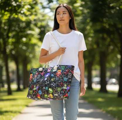 Fun & Colorful Weekender Bag with Playful Monster Design, Travel Bag, Halloween Accessory